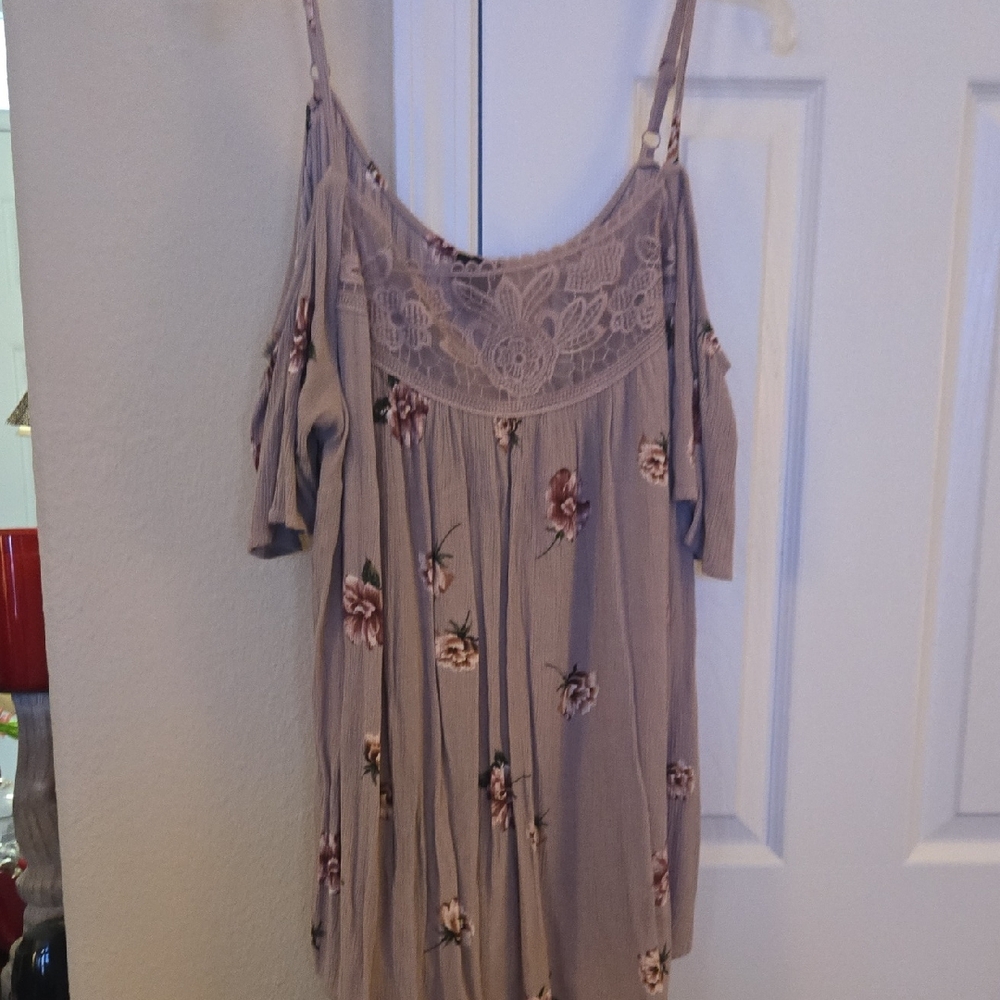 Torrid Floral Cold Shoulder Blouse with Lace